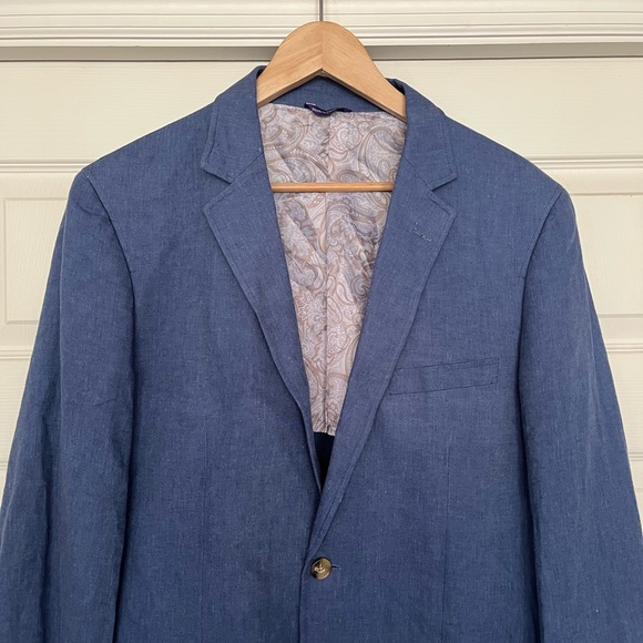 {Alan Flusser} Linen Blend Sport Coat in Blue - Mens Medium - Picture 2 of 10
